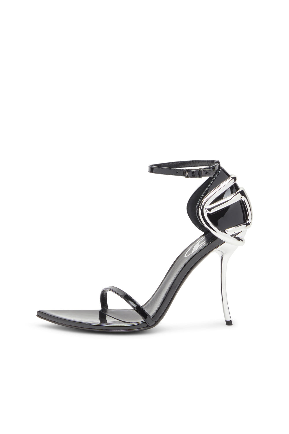 Women's D-Ten&Half-Stiletto sandals in patent leather and satin Black