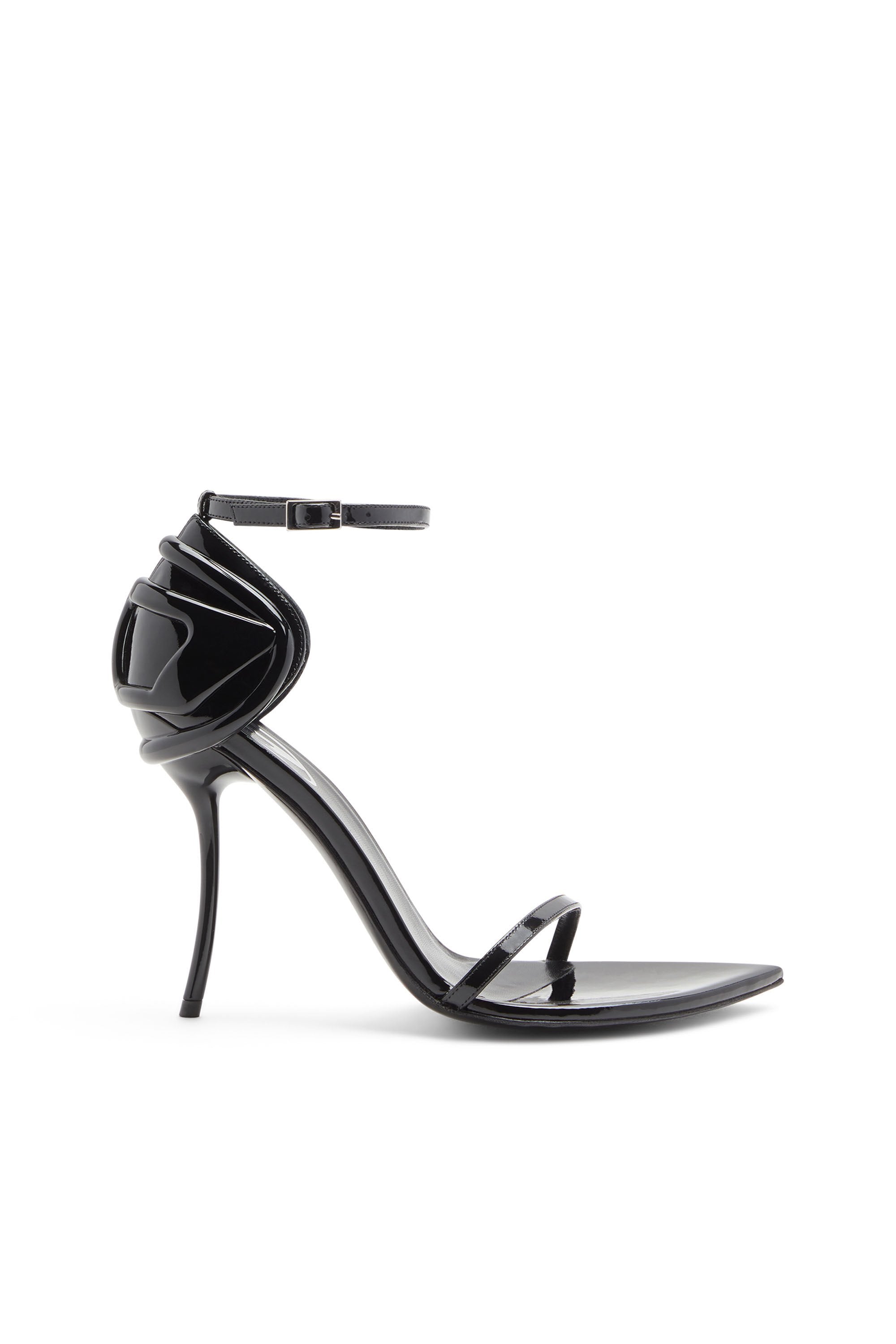 Women's D-Ten&Half-Stiletto sandals in patent leather and satin Black