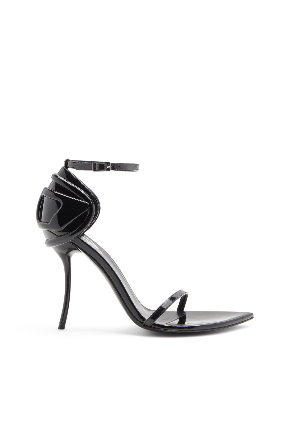Women's D-Ten&Half-Stiletto sandals in patent leather and satin Black