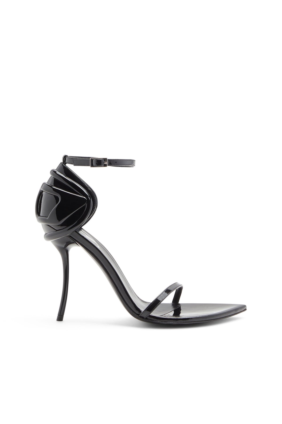 Women's D-Ten&Half-Stiletto sandals in patent leather and satin Black