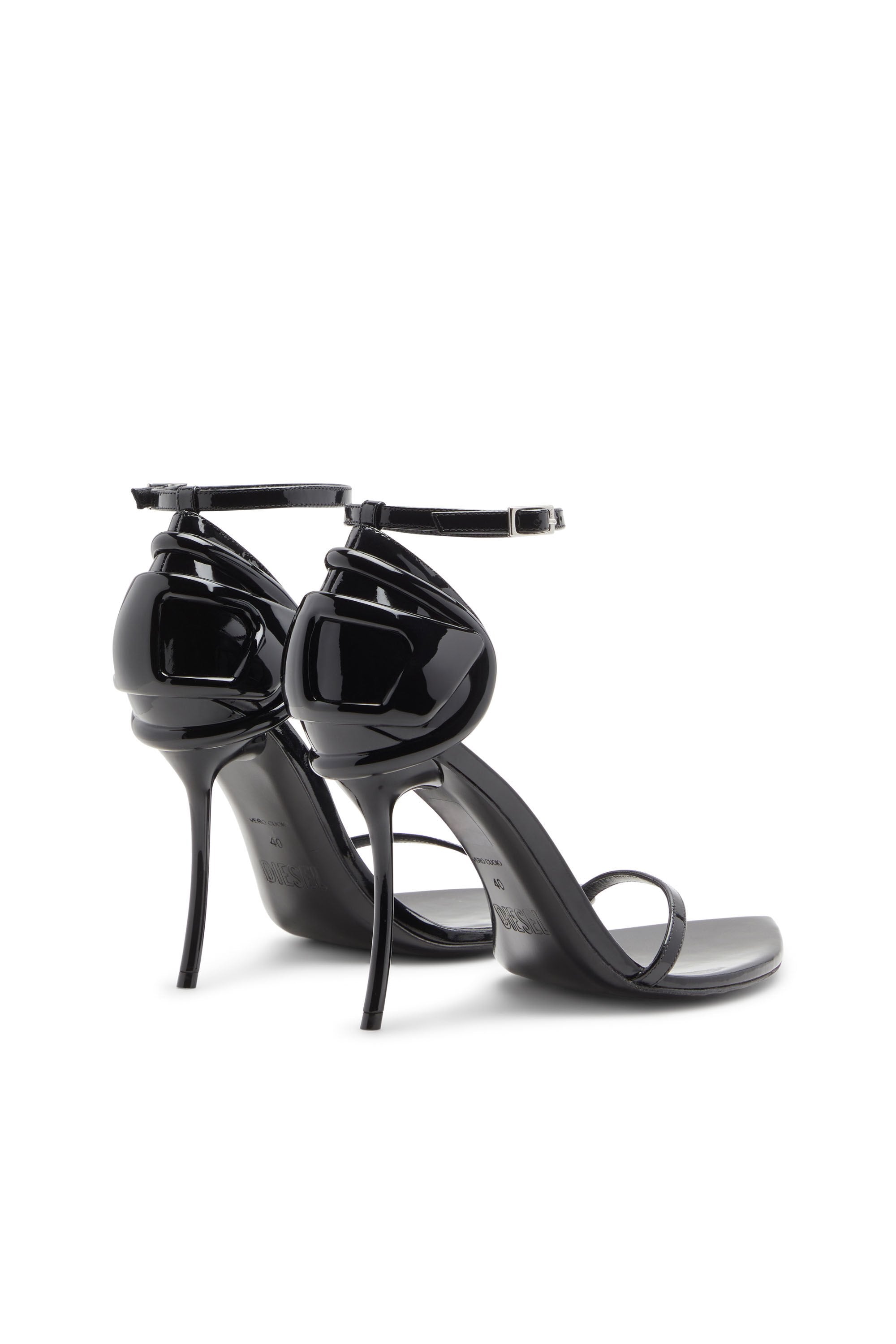 Women's D-Ten&Half-Stiletto sandals in patent leather and satin Black