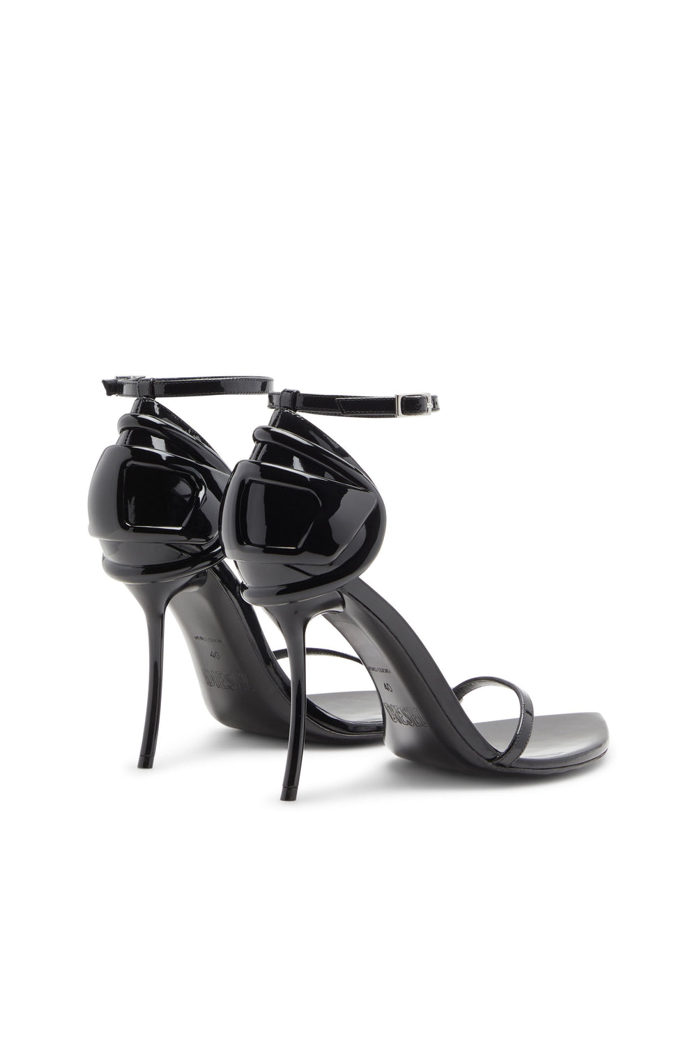 Women's D-Ten&Half-Stiletto sandals in patent leather and satin Black