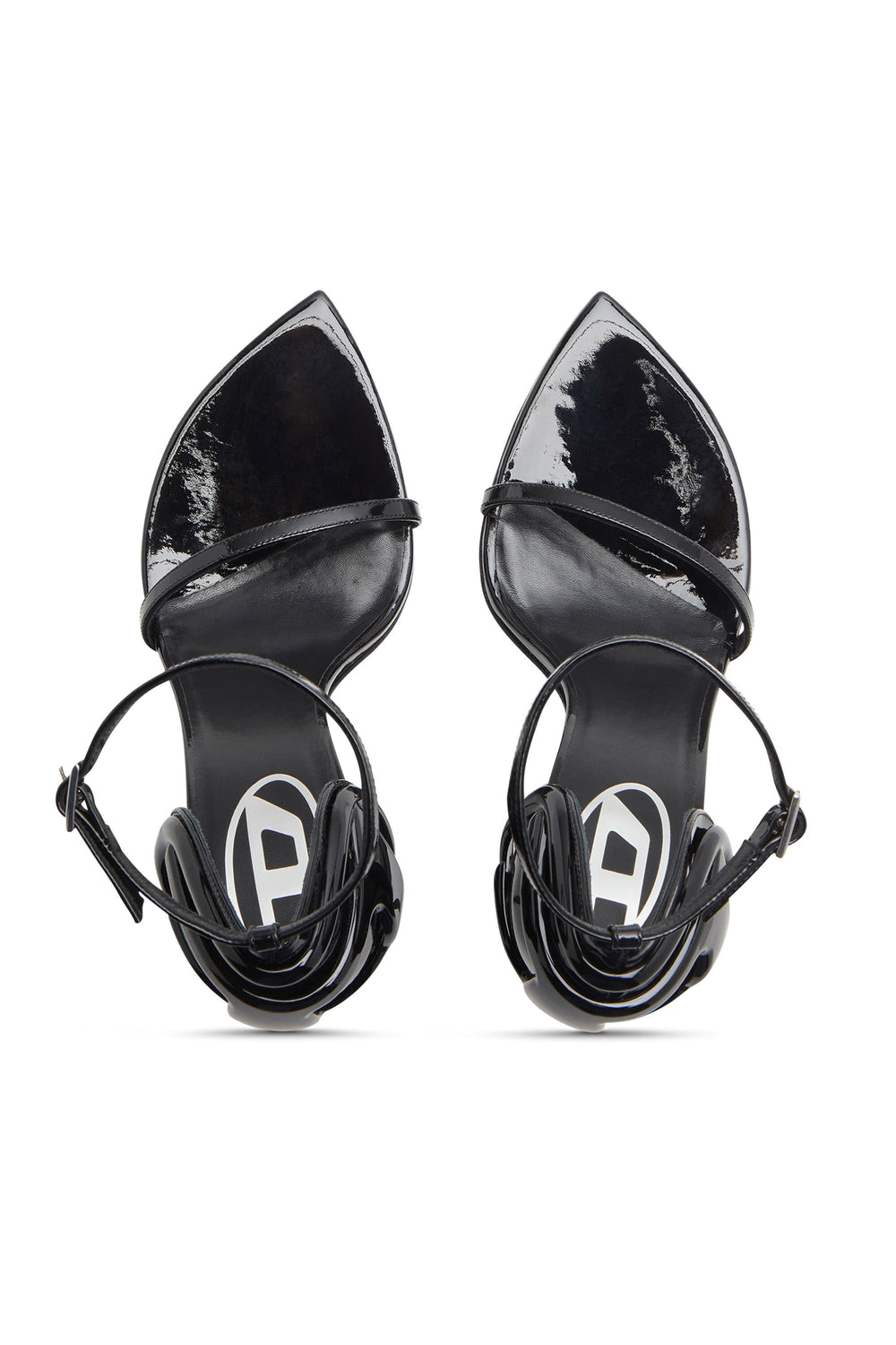 Women's D-Ten&Half-Stiletto sandals in patent leather and satin Black