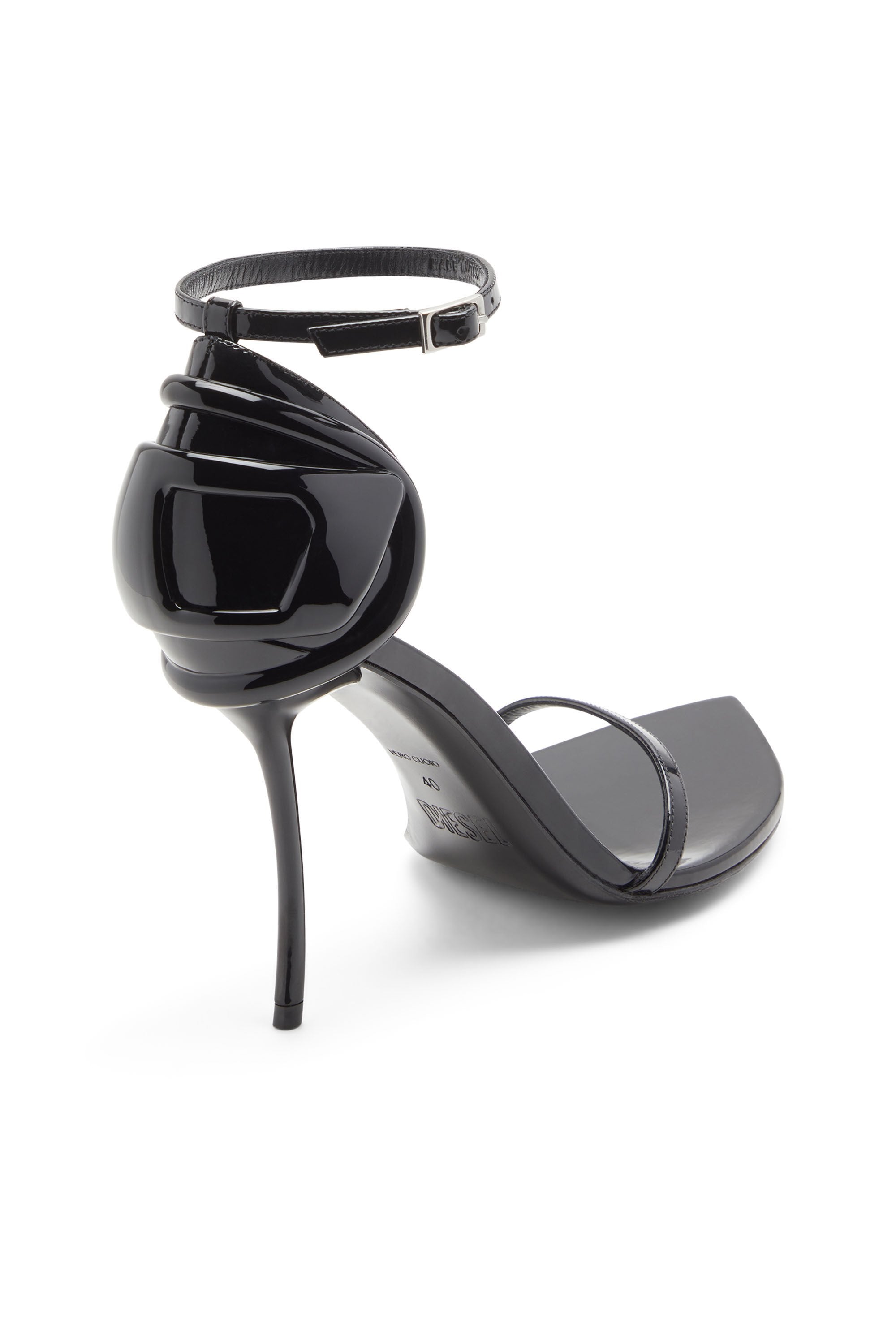 Women's D-Ten&Half-Stiletto sandals in patent leather and satin Black
