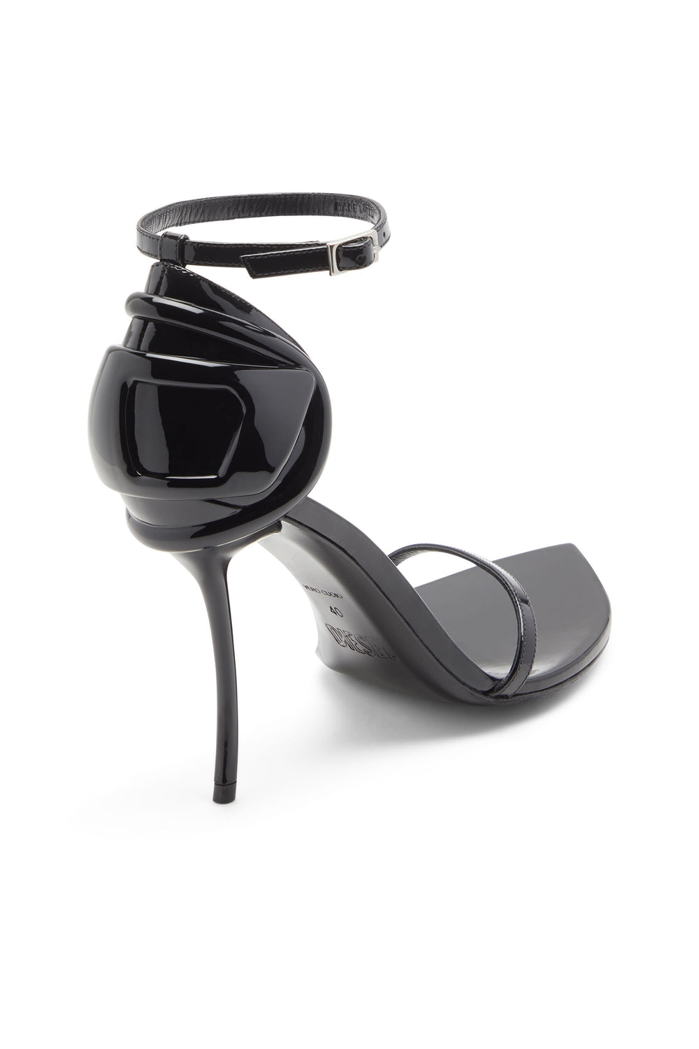 Women's D-Ten&Half-Stiletto sandals in patent leather and satin Black