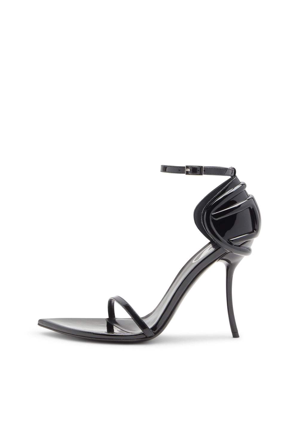Women's D-Ten&Half-Stiletto sandals in patent leather and satin Black