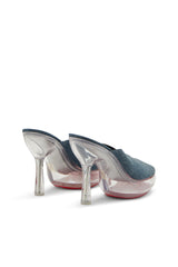Women's D-Lake-Platform mules in denim and plexiglass Blue