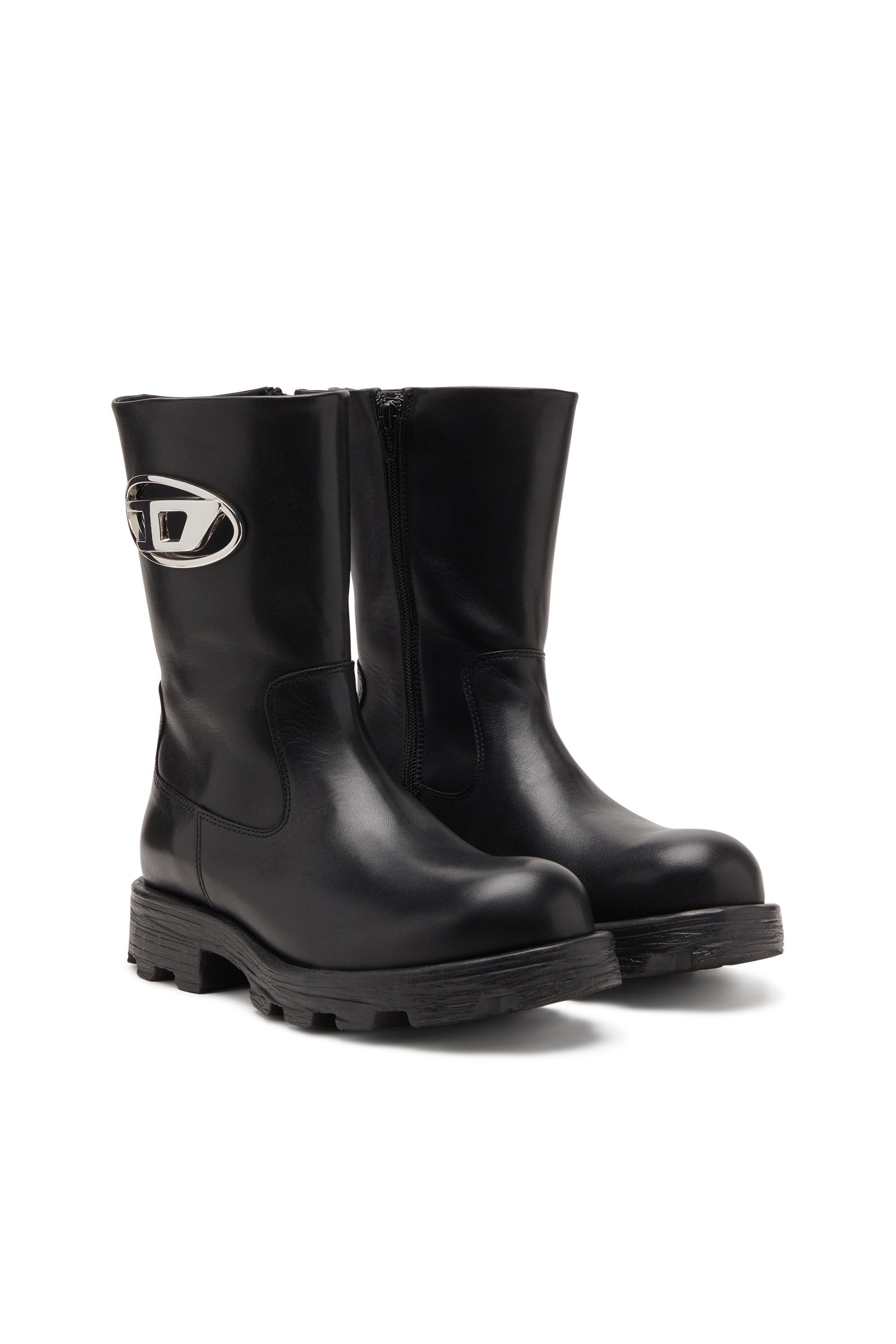 Women's D-Hammer-Biker boots in shiny leather Black