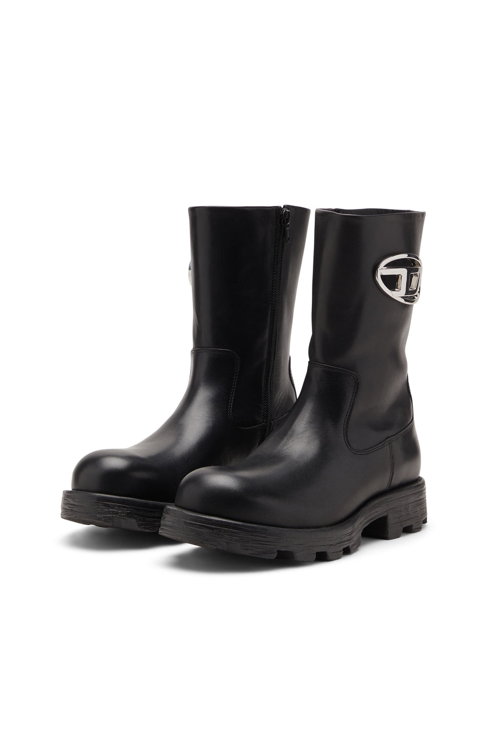 Women's D-Hammer-Biker boots in shiny leather Black