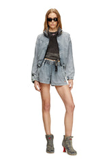 Women's D-Woodstock - Denim boots with heel Blue