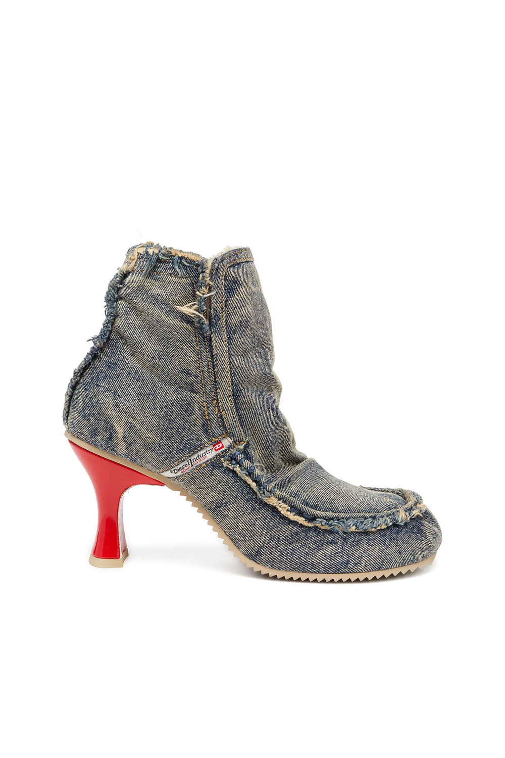 Women's D-Woodstock - Denim boots with heel Blue