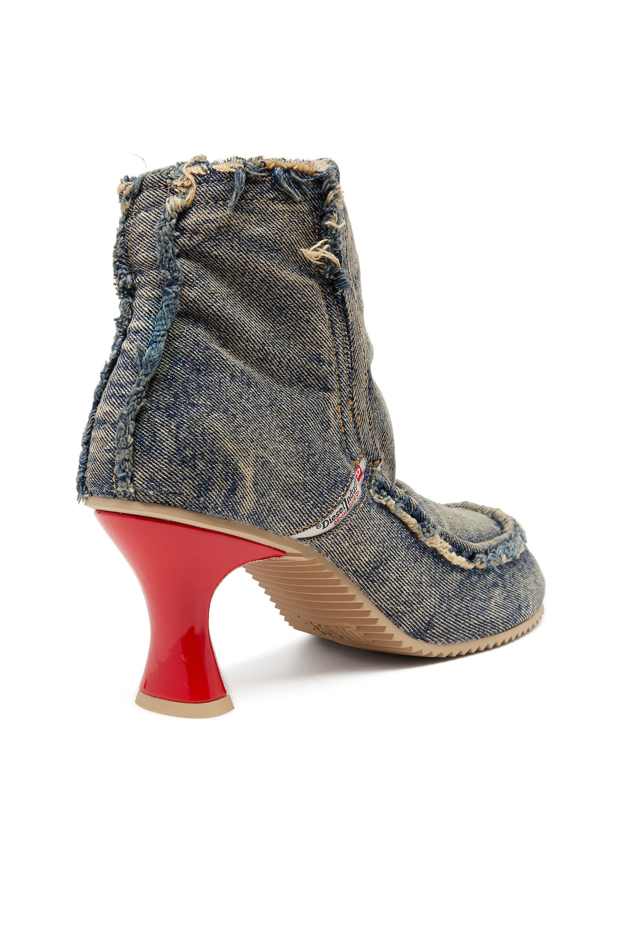 Women's D-Woodstock - Denim boots with heel Blue