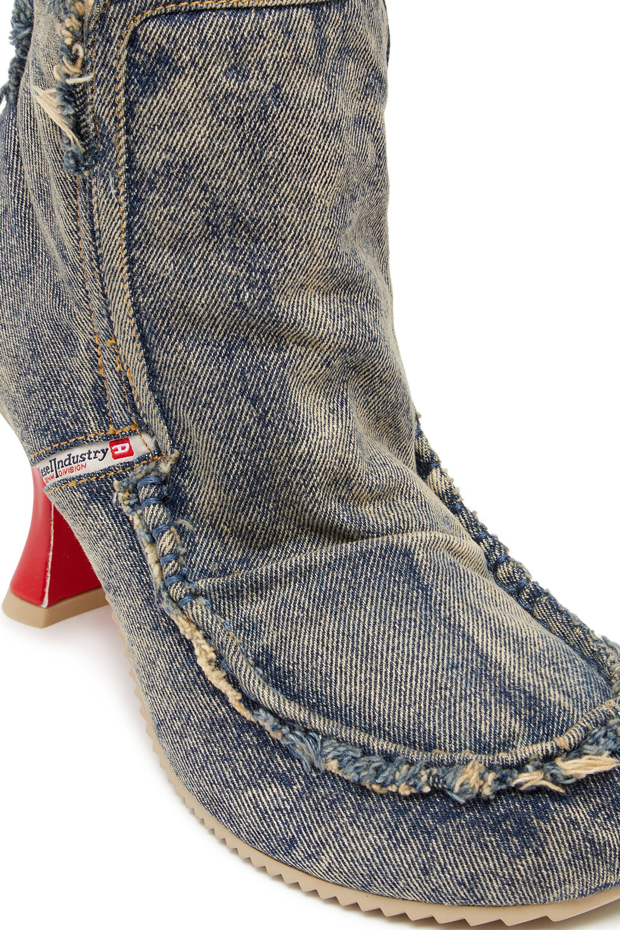 Women's D-Woodstock - Denim boots with heel Blue