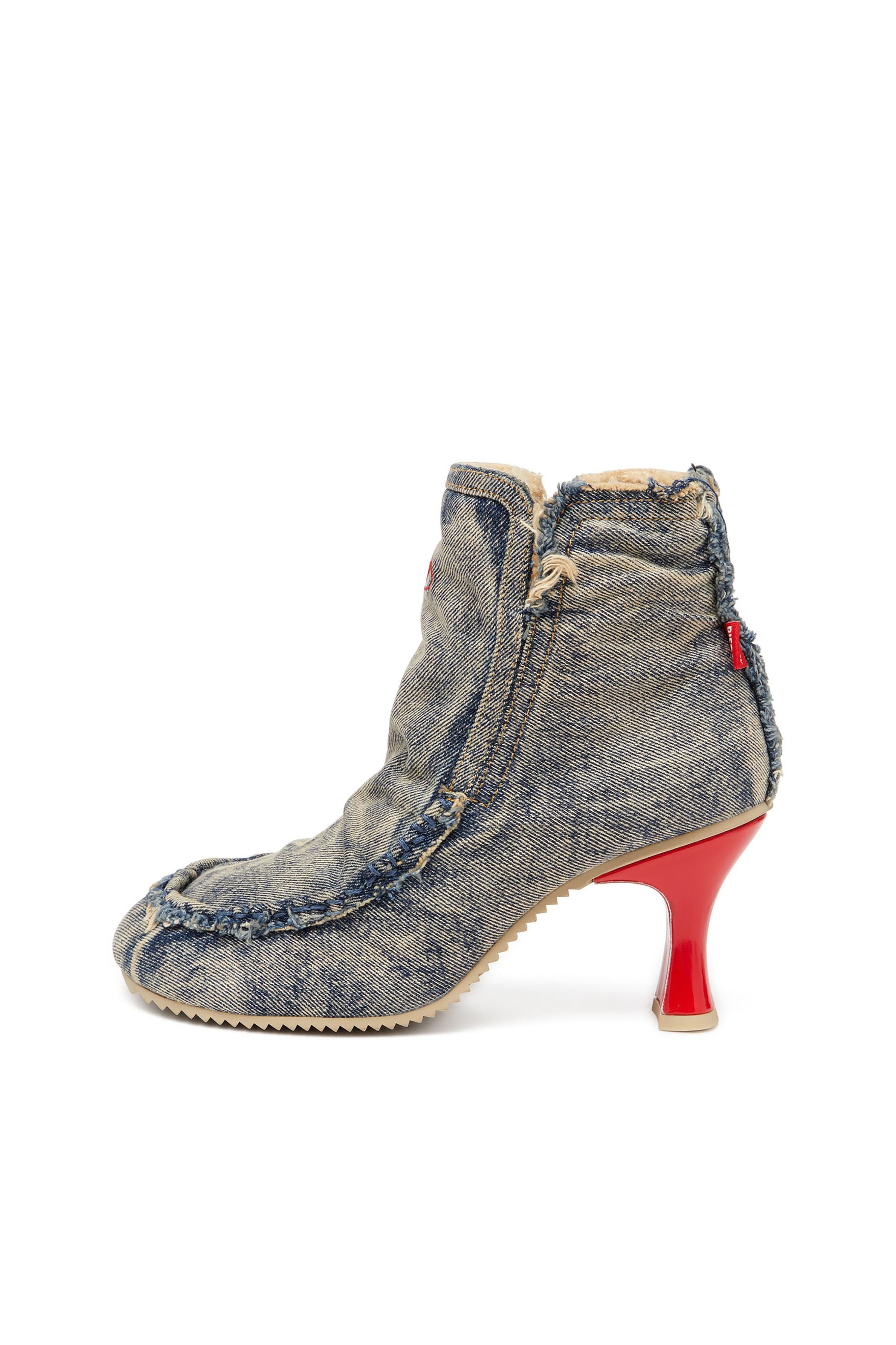 Women's D-Woodstock - Denim boots with heel Blue