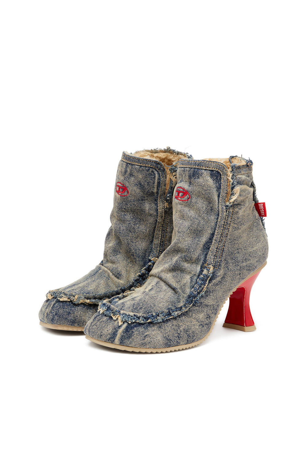 Women's D-Woodstock - Denim boots with heel Blue