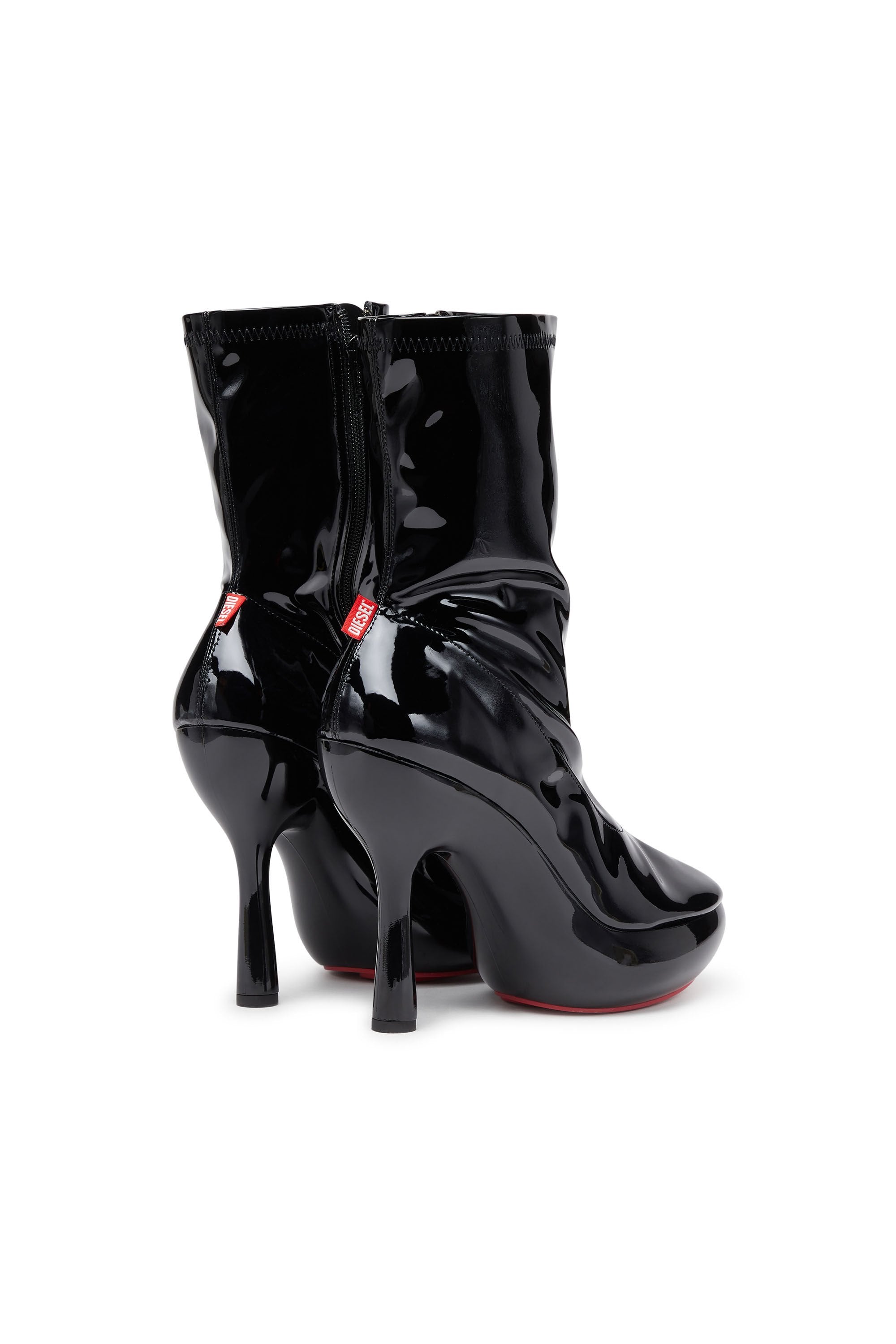 Women's D-Lake-Platform ankle boots in patent stretch PU Black