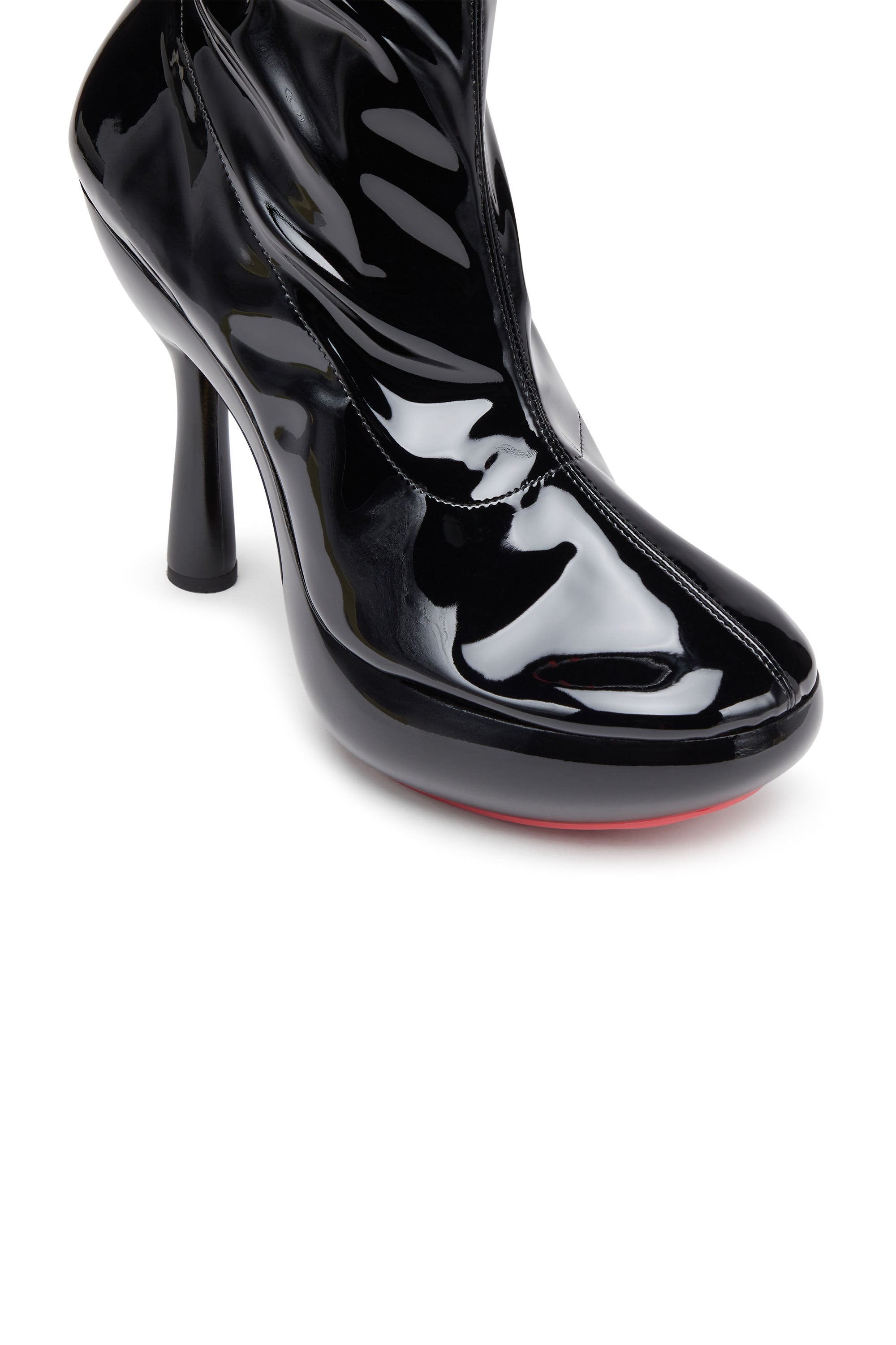 Women's D-Lake-Platform ankle boots in patent stretch PU Black