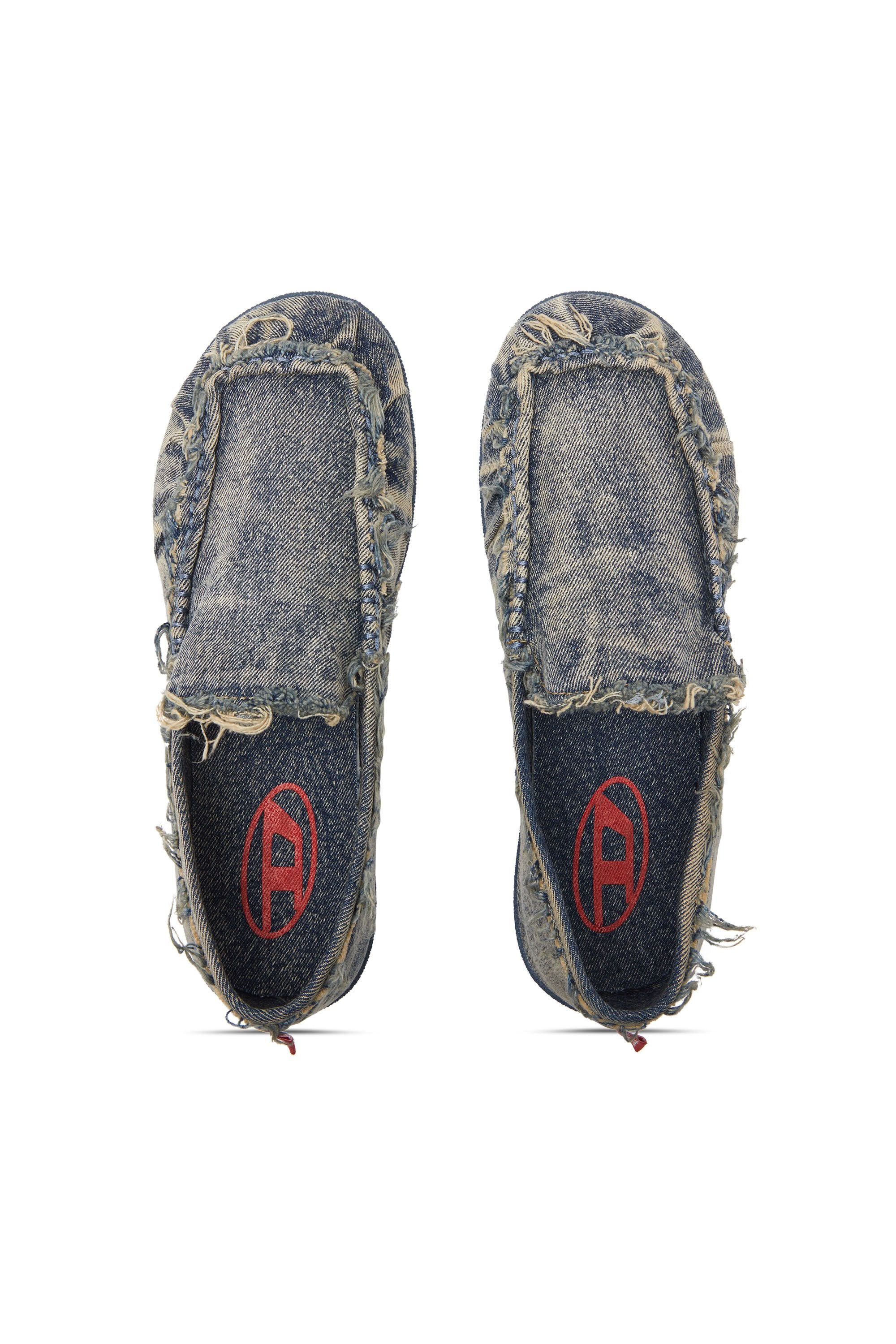 Men's D-Shock-Distressed denim loafers Blue
