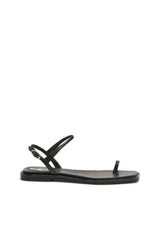 Women's D-AMBER - Sandal in leather with metallic logo Black