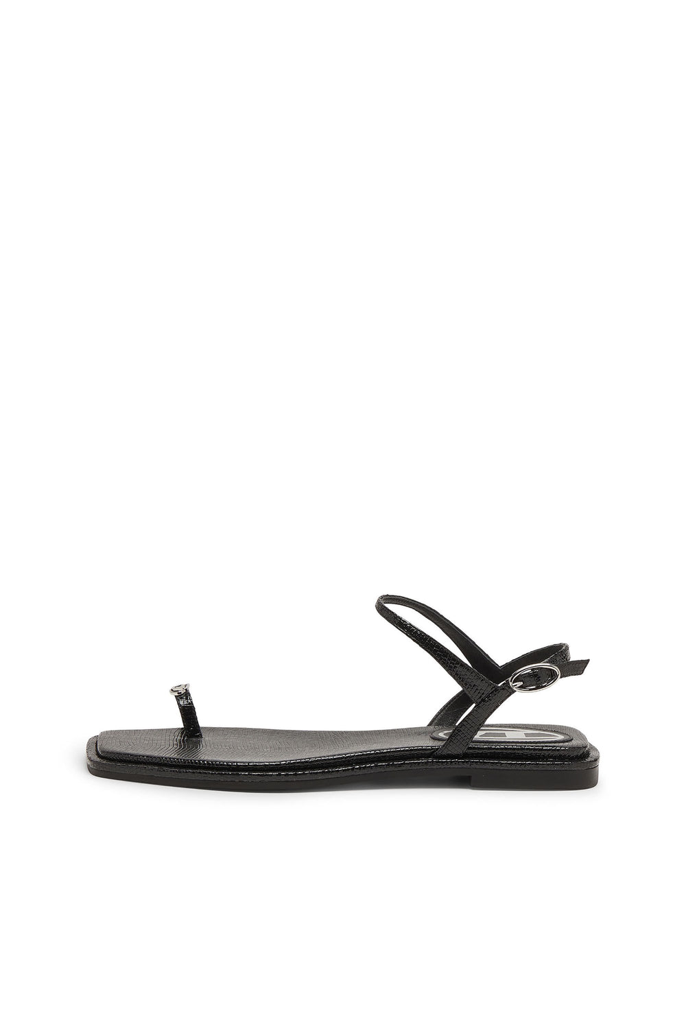 Women's D-AMBER - Sandal in leather with metallic logo Black