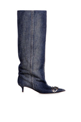 Women's D-Venus-Slouchy knee-high boot in denim Blue