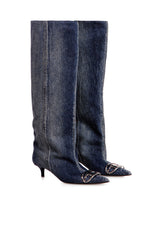 Women's D-Venus-Slouchy knee-high boot in denim Blue