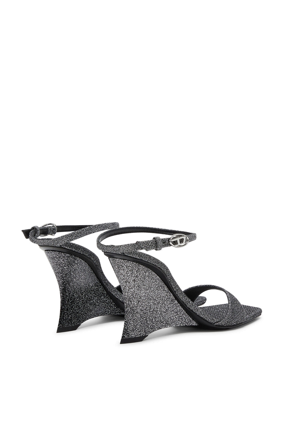Women's D-Amber-Wedge sandals in Lurex fabric Silver