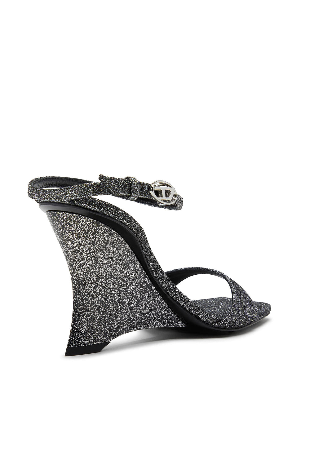 Women's D-Amber-Wedge sandals in Lurex fabric Silver