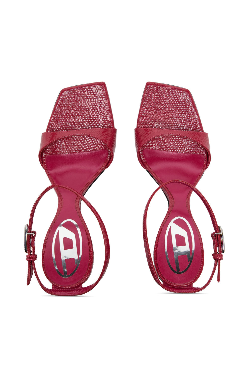 Women's D-Amber-Wedge sandals in lizard-effect leather Pink