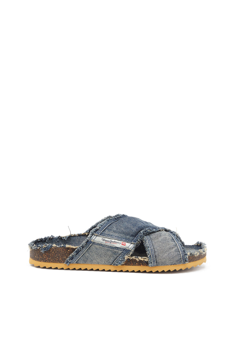 Men's D-Woodstock-Crossover slides in frayed denim Blue