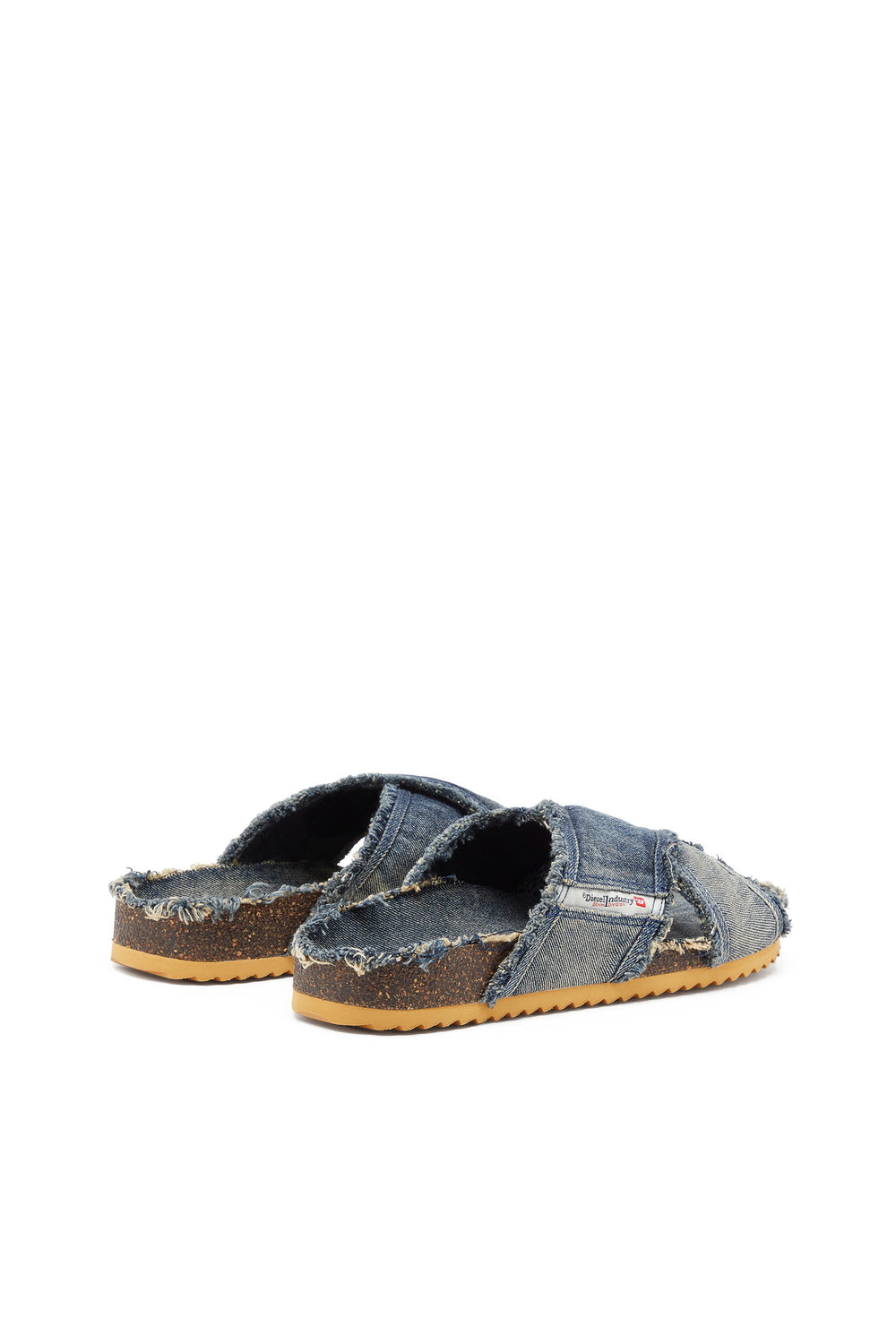 Men's D-Woodstock-Crossover slides in frayed denim Blue