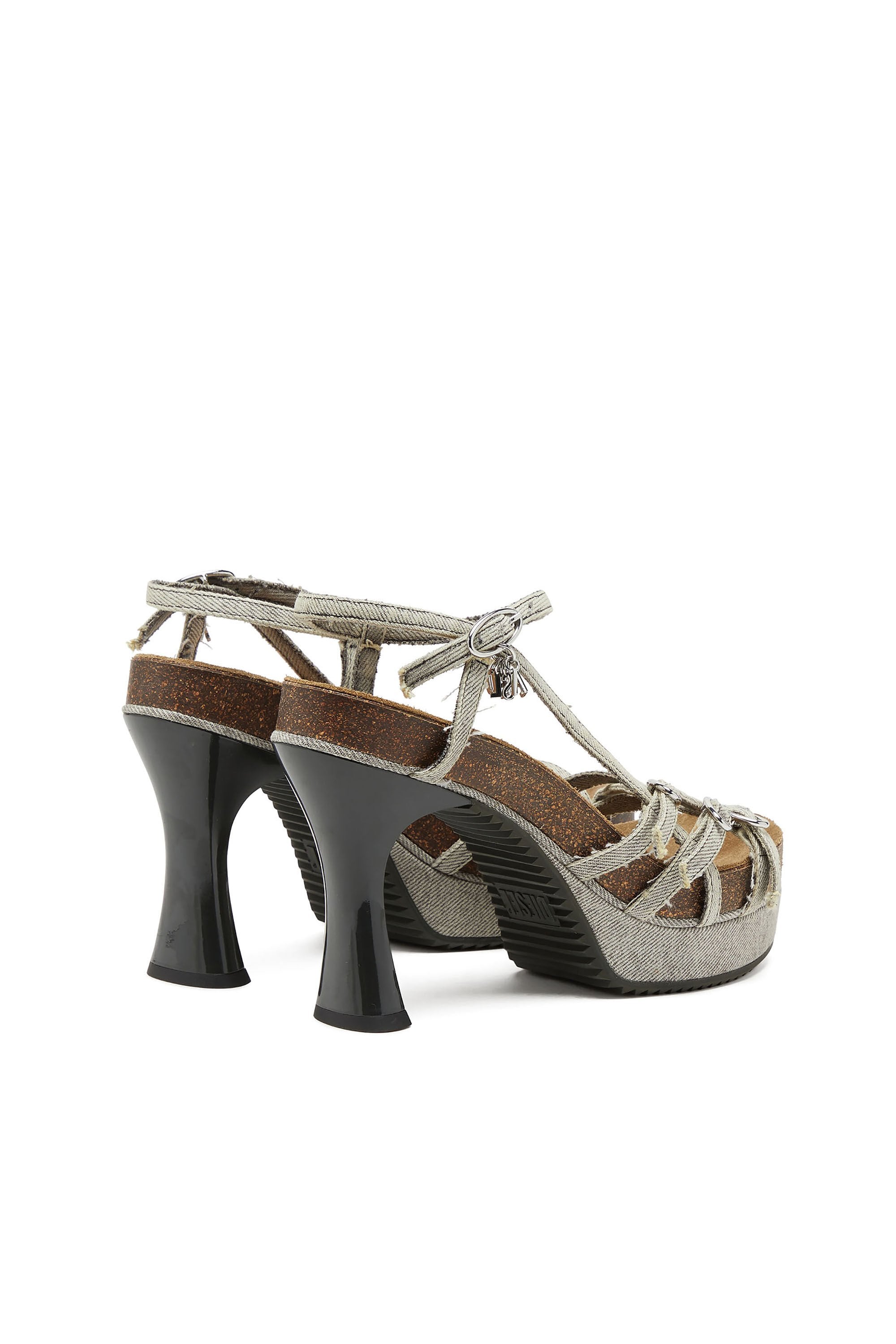 Women's D-Woodstock-Strappy platform sandals in denim Grey